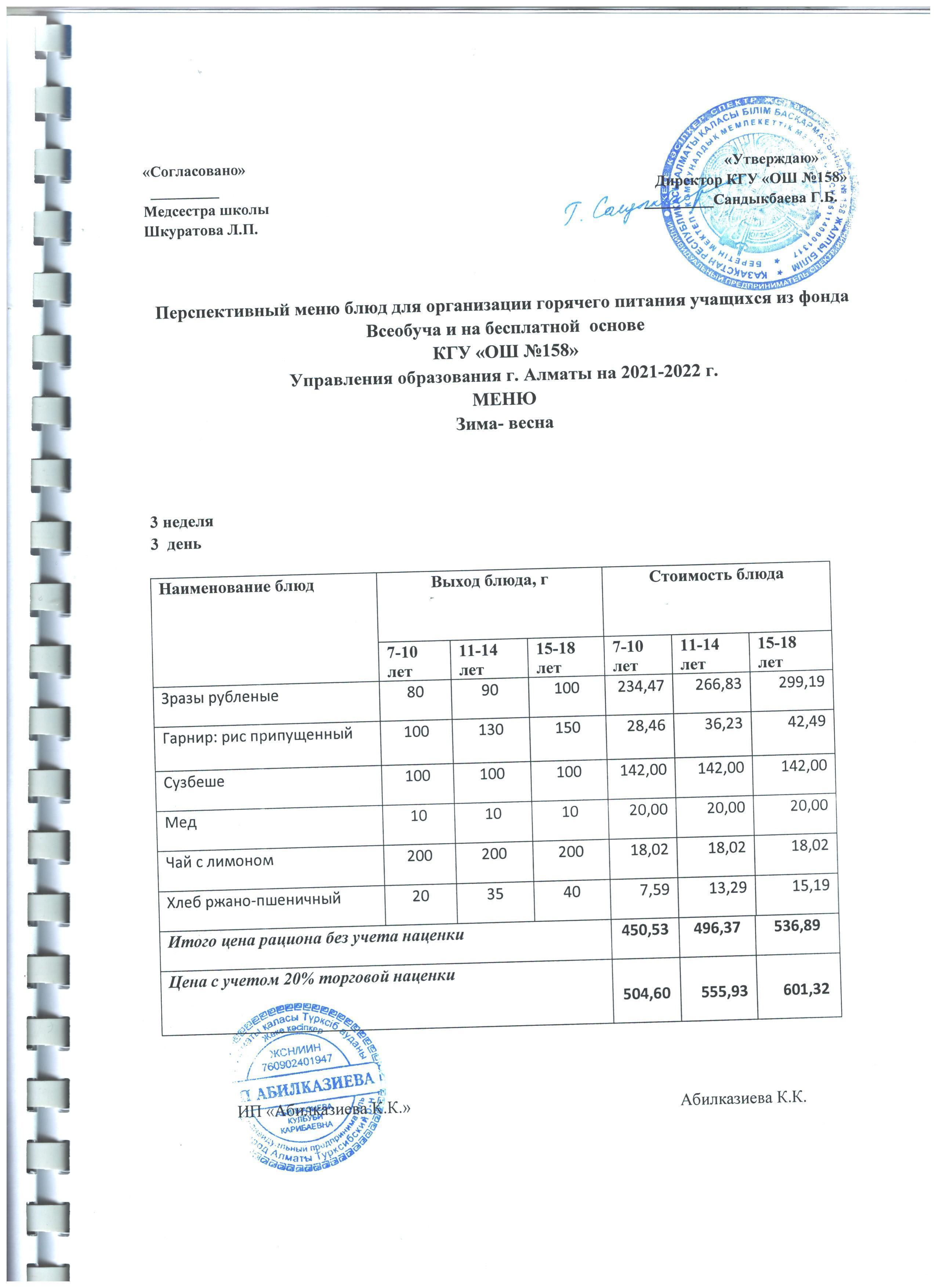 Меню на 20.04.2022 г.