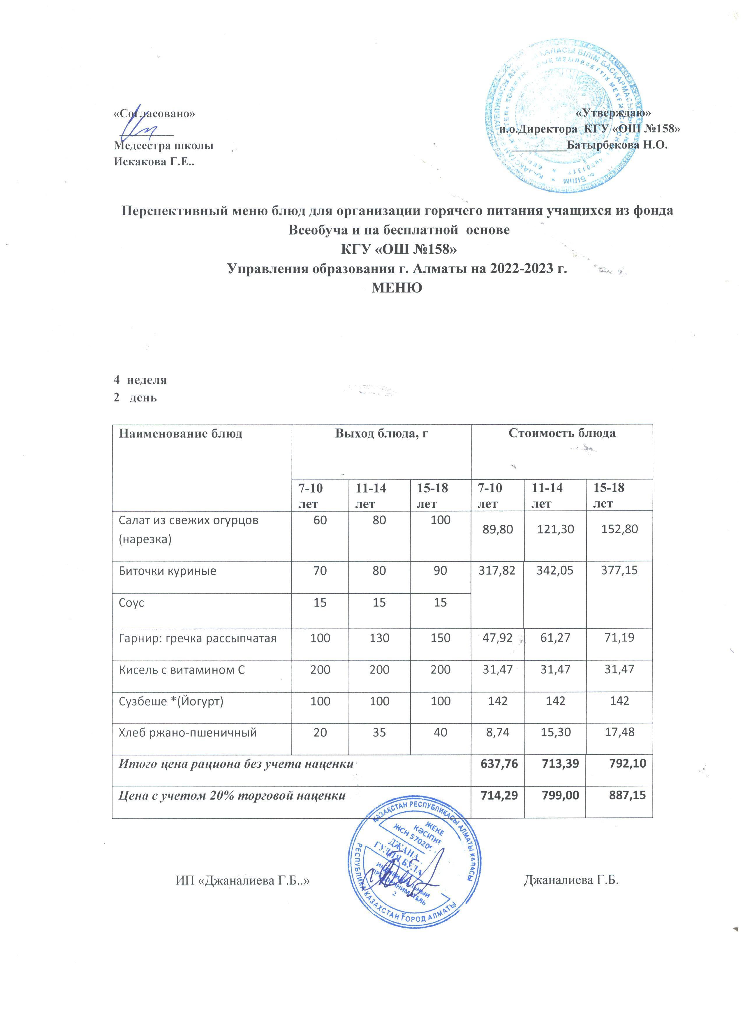 Ас мәзірі 4 апта 2 күн (31.01.2023ж.)