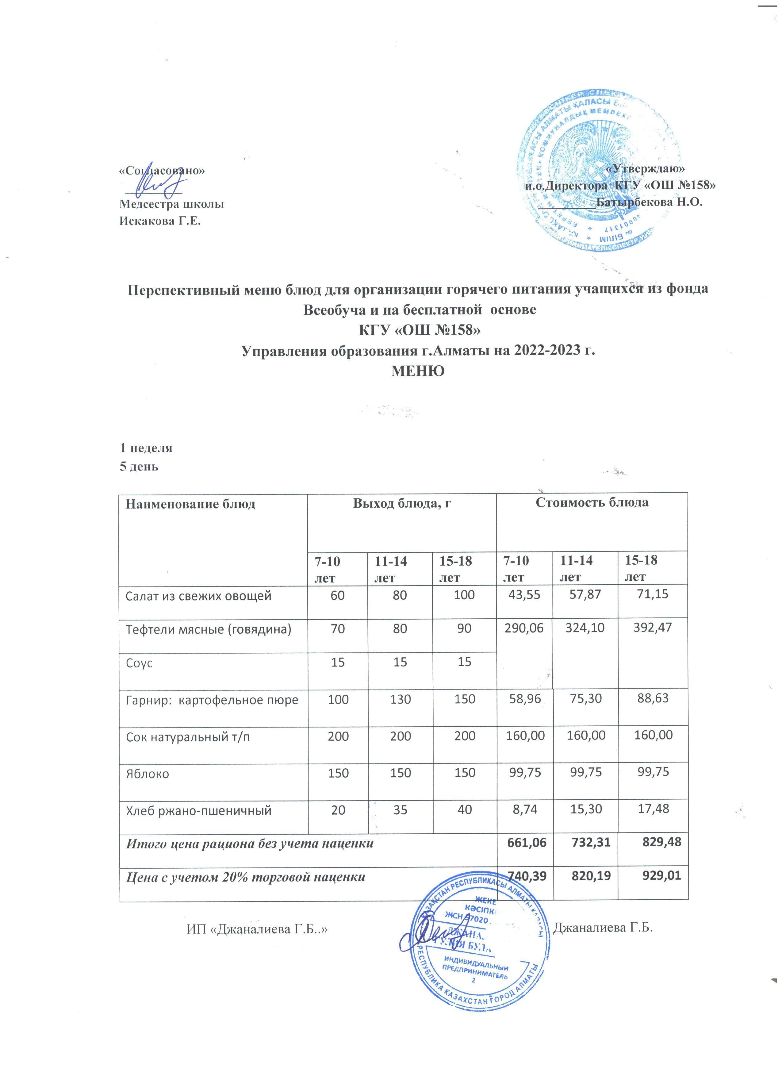 Ас мәзірі 1 апта 5 күн (10.02.2023ж.)