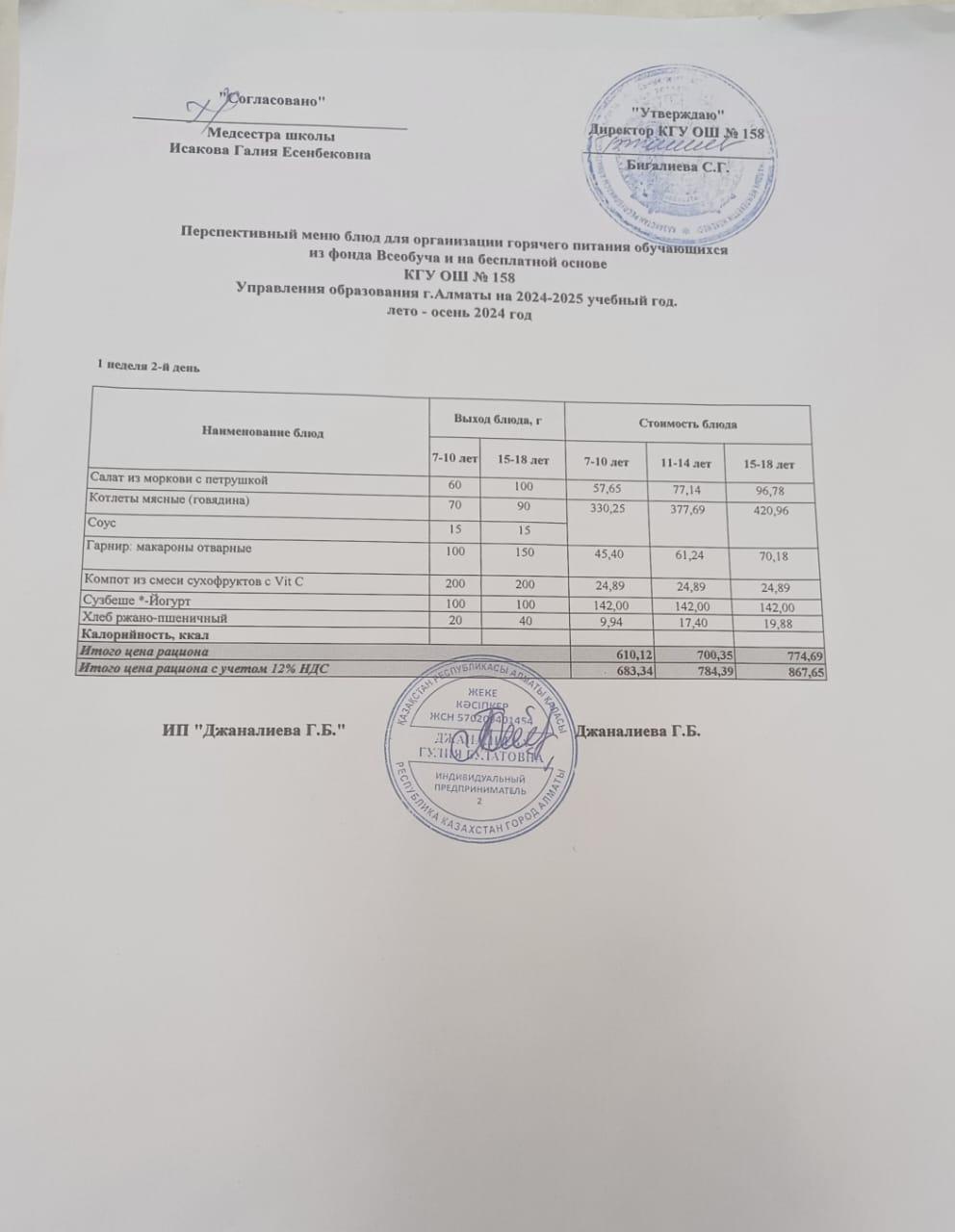 Ас мәзірі 05.11.2024