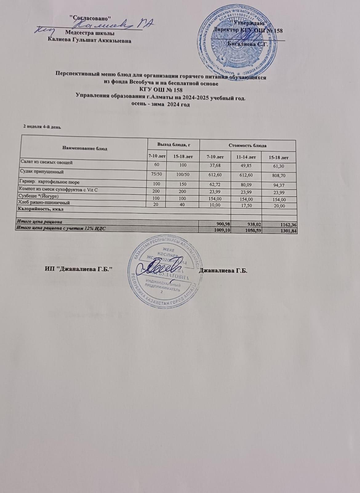 Ас мәзірі 16.01.2025