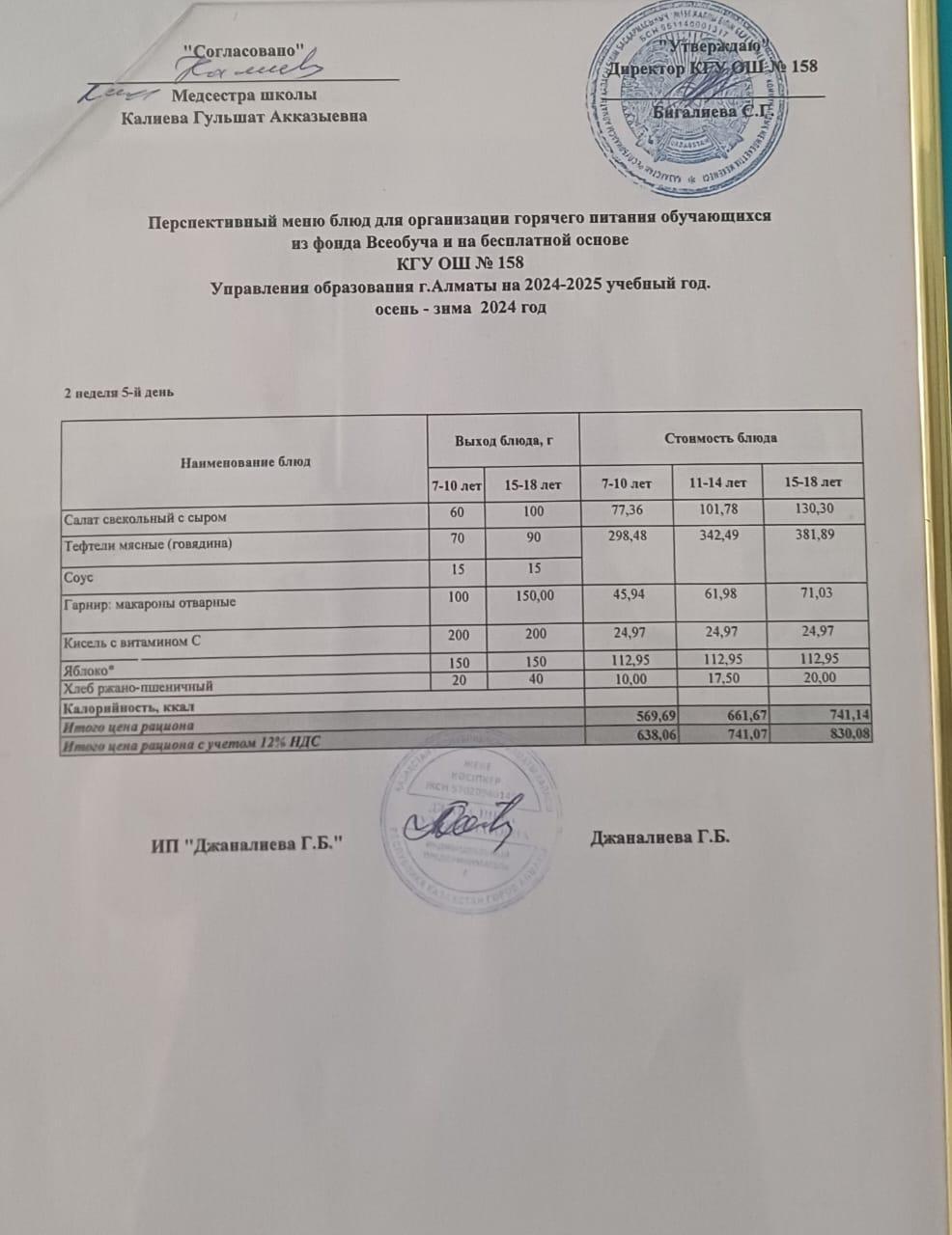 Ас мәзірі 14.03.2025