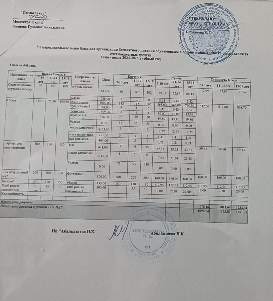 Ас мәзірі 22.05.2025