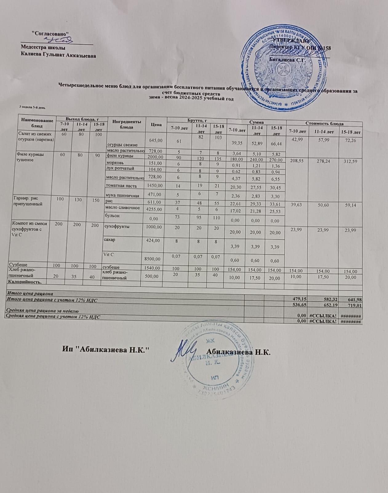 Ас мәзірі 16.05.2025