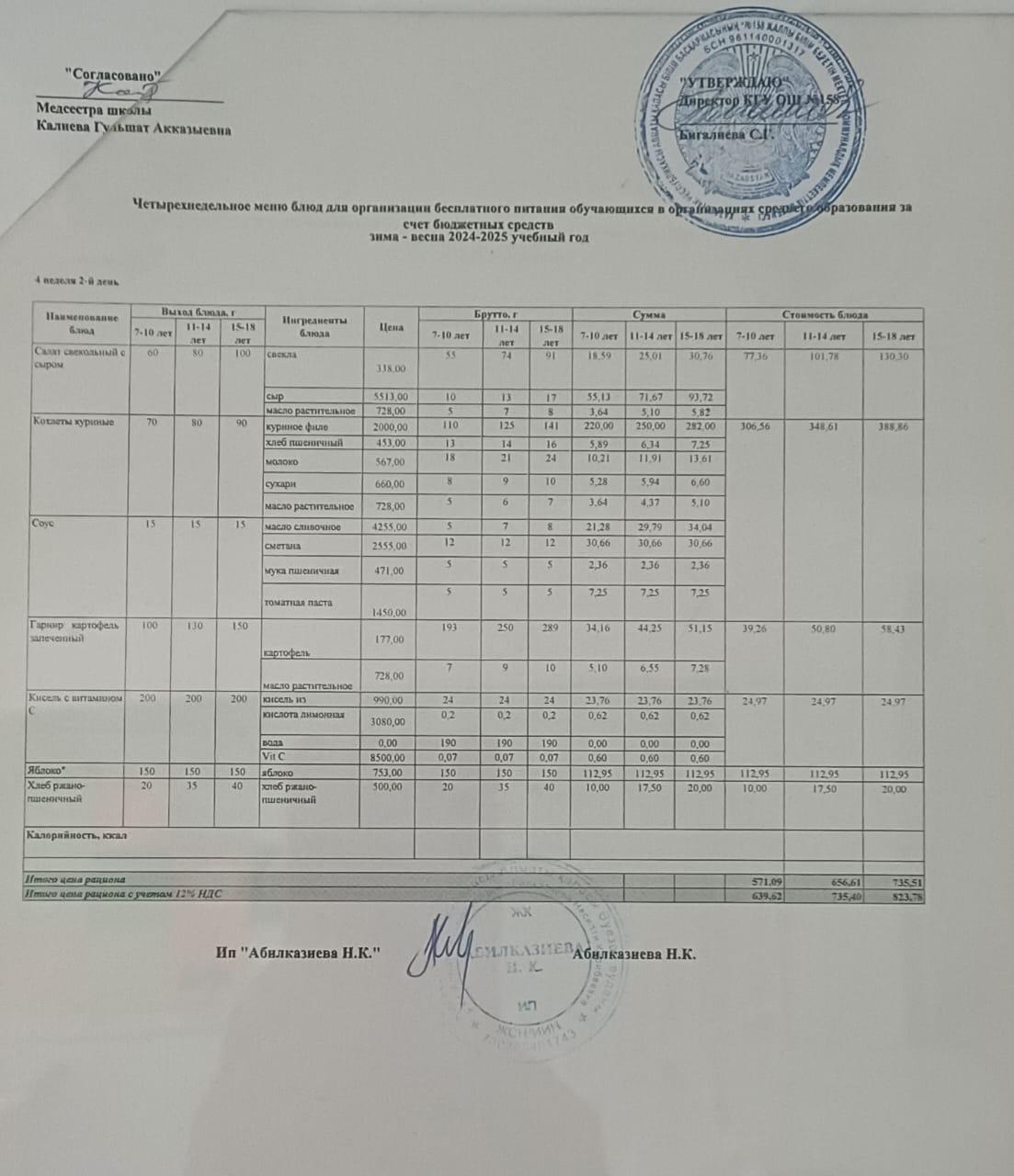 Ас мәзірі 20.05.2025